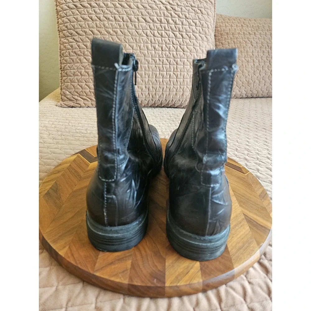 ALDO Men's Black Crinkled Leather Side Zip Dress Boots With Pull Tabs, Size 45